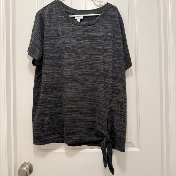 Ava & Viv Tops - Ava & Viv Women’s Grey Space Dye Knit Top Tie Detail Size 2X